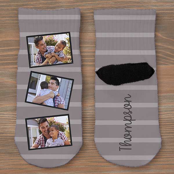 striped photo collage personalized toddler socks