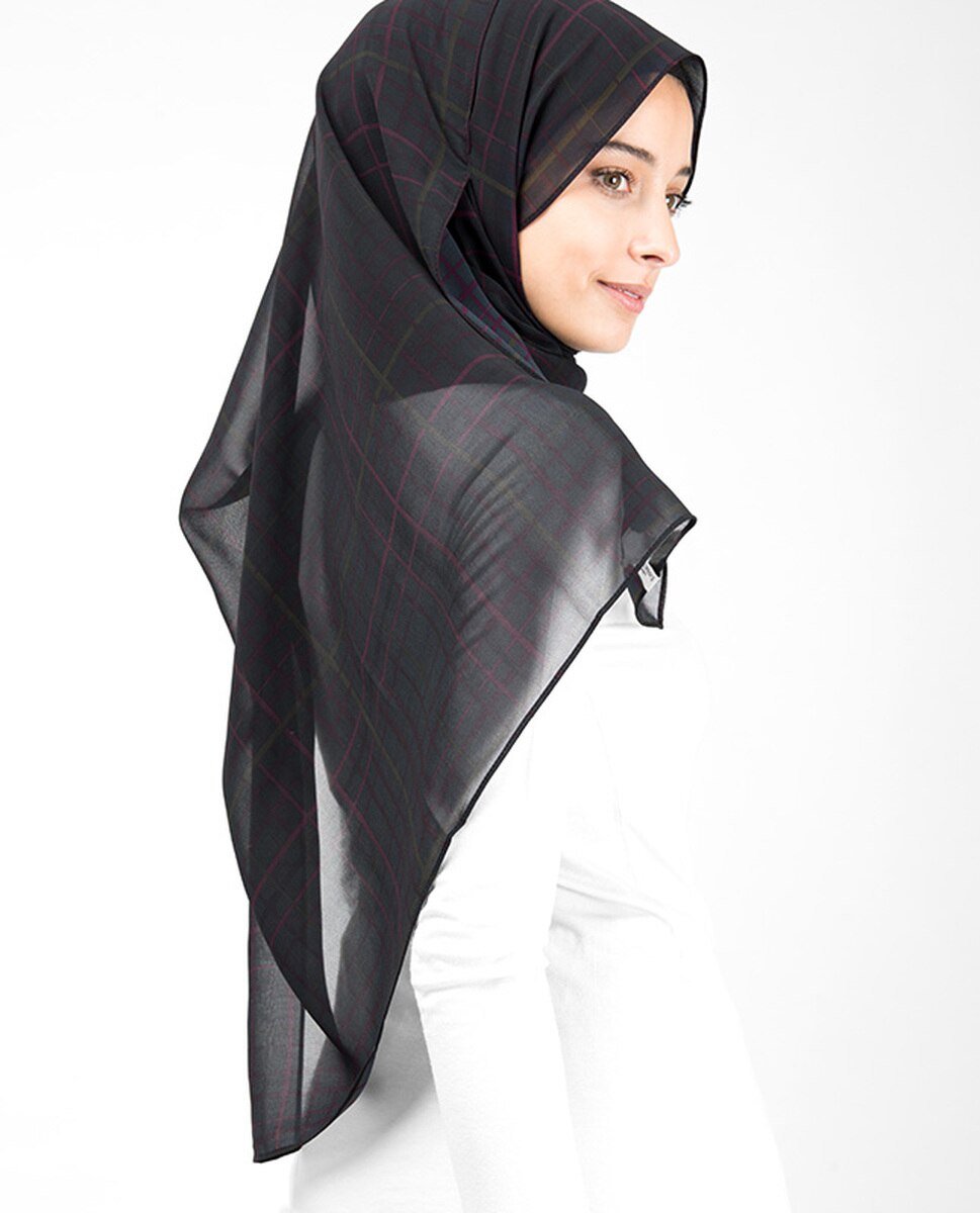 Teal Plaid Georgette Hijab