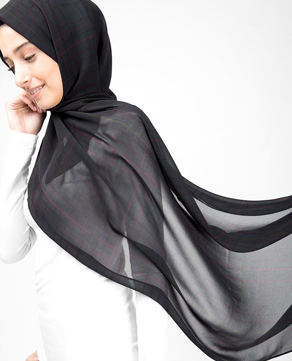 Teal Plaid Georgette Hijab