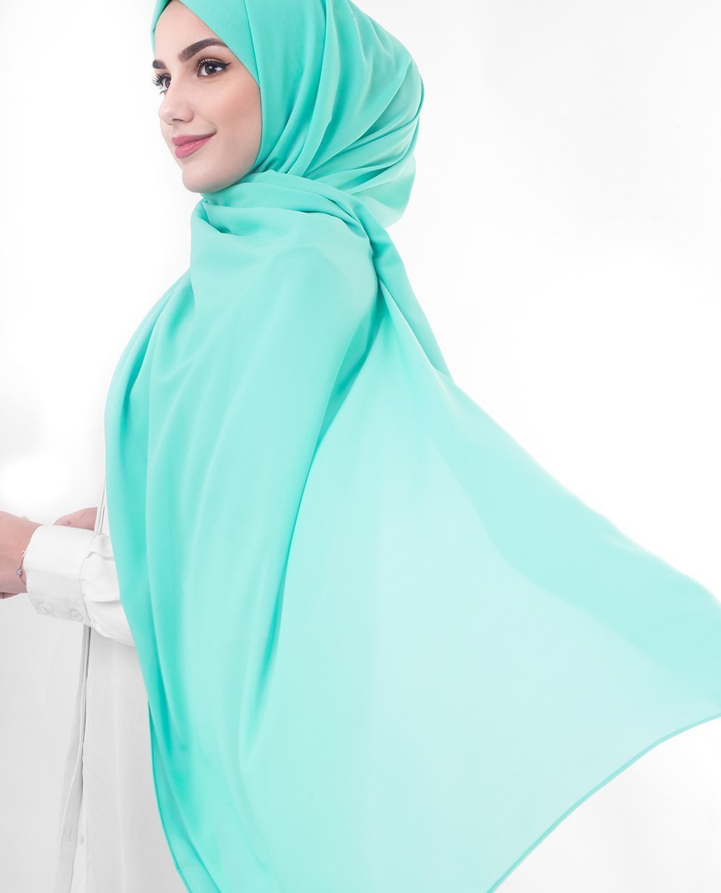 Aqua Green Georgette Hijab
