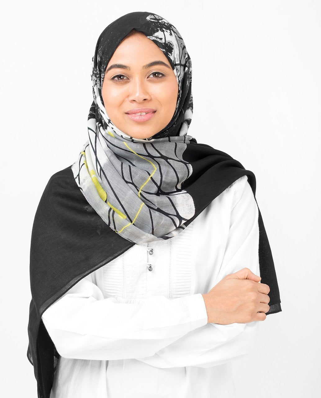 Black Abstract Print Viscose Hijab