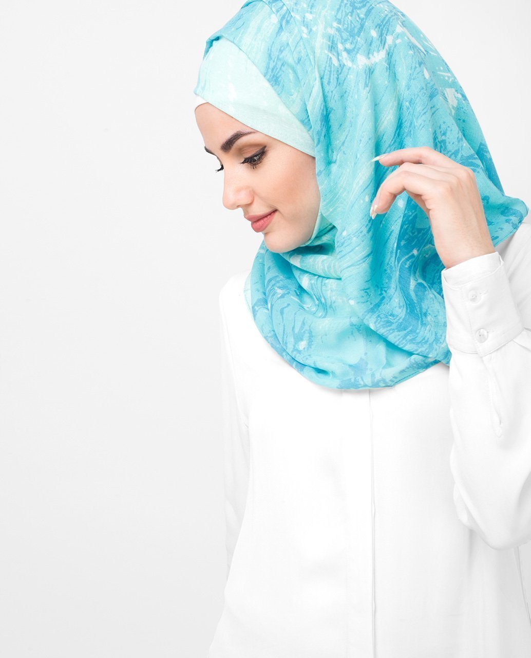Blue Aqua Print Viscose Hijab