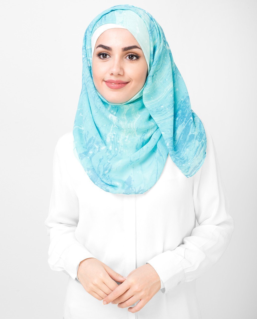 Blue Aqua Print Viscose Hijab