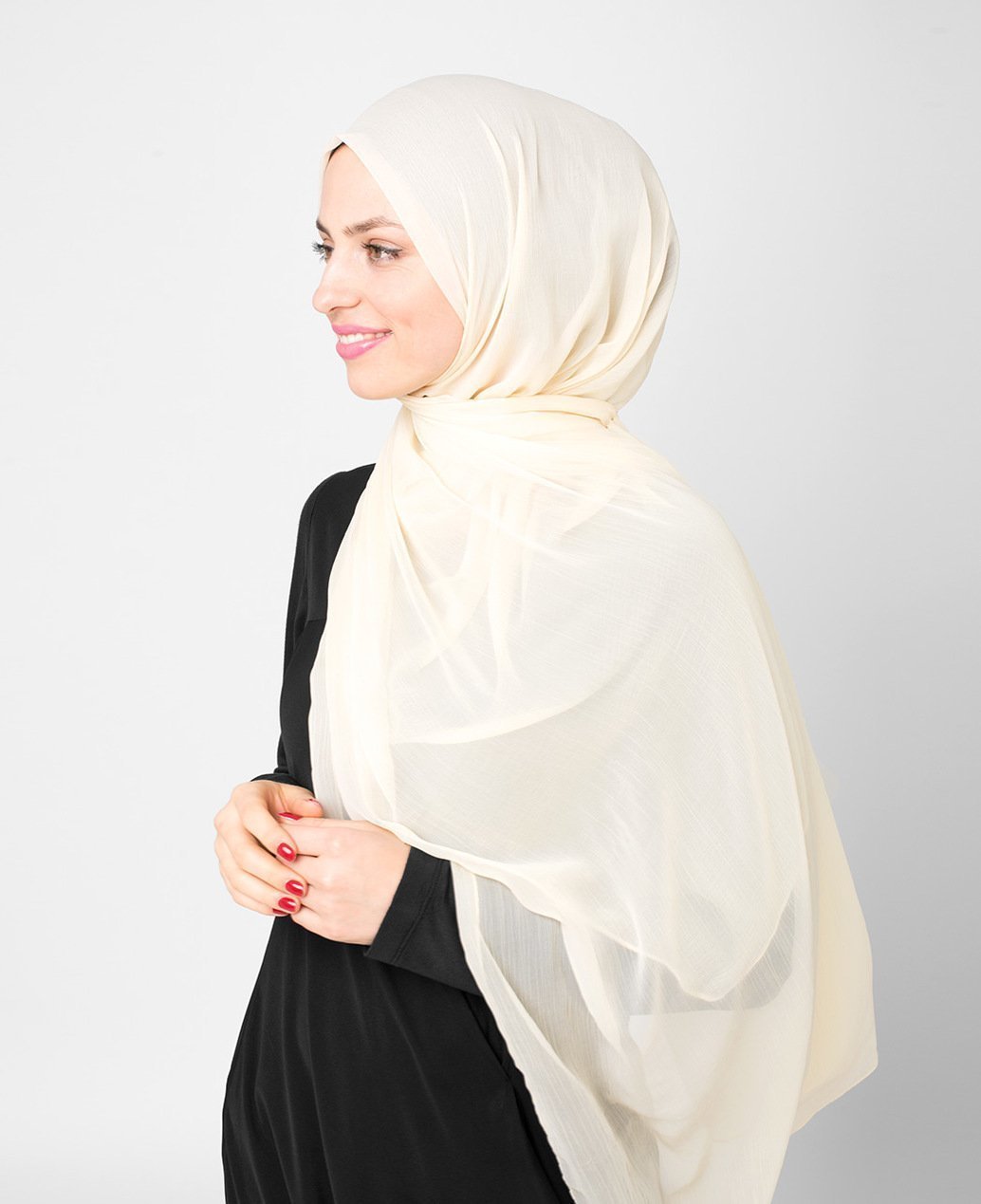 Bone White Chiffon Hijab