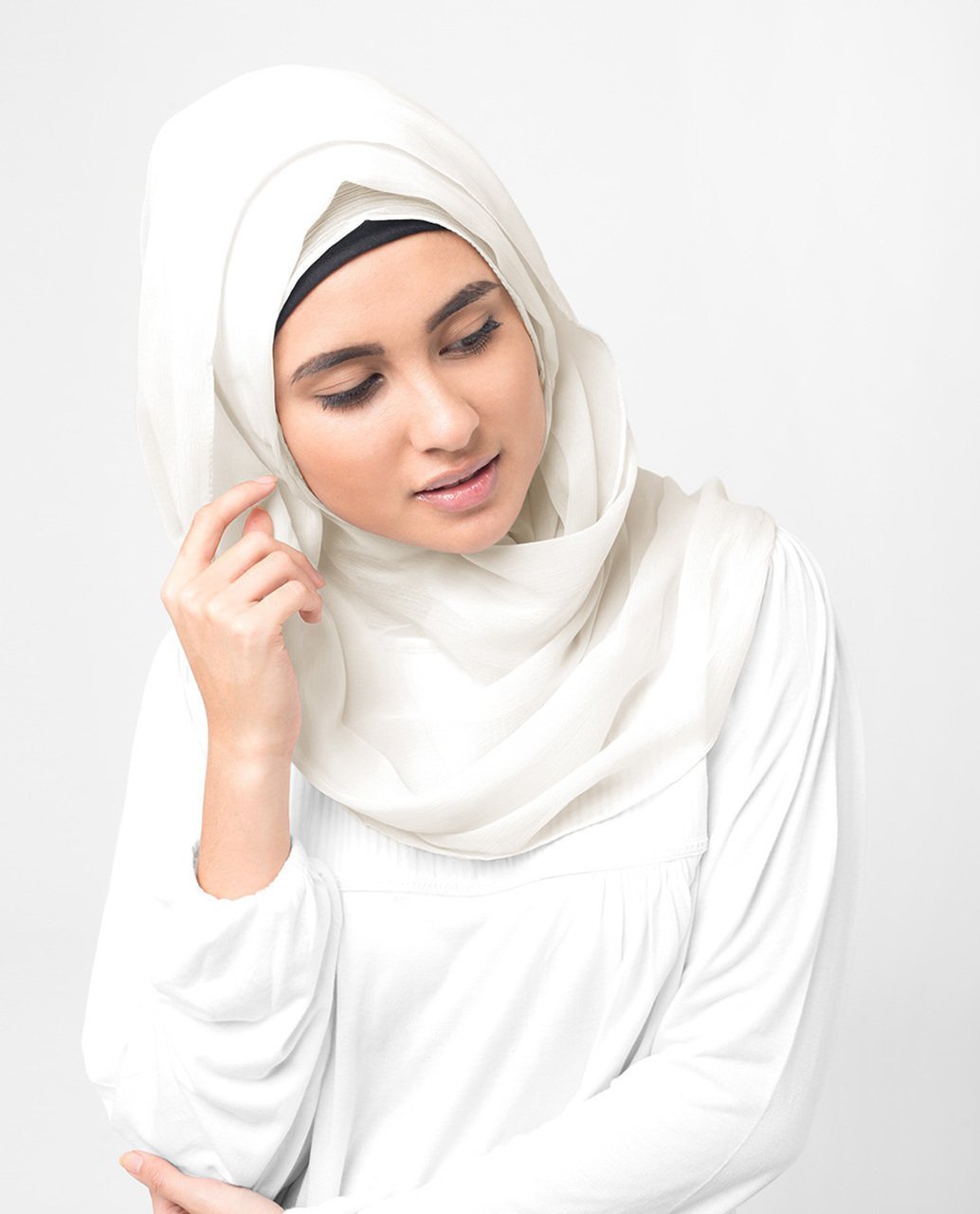 Bright White Chiffon Hijab