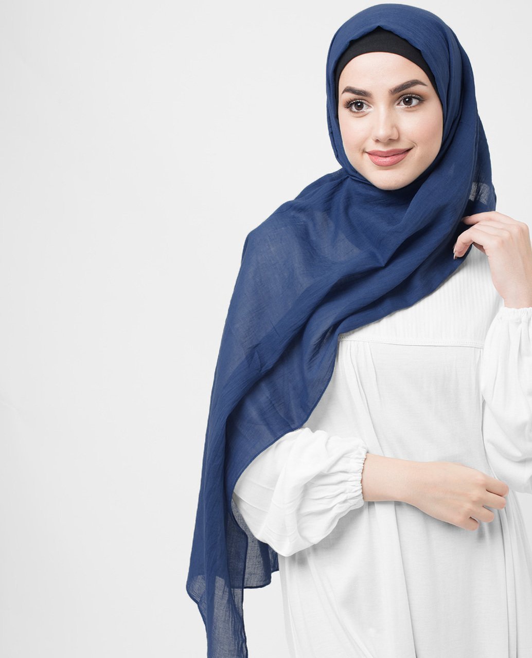 Classic Blue Cotton Voile Hijab