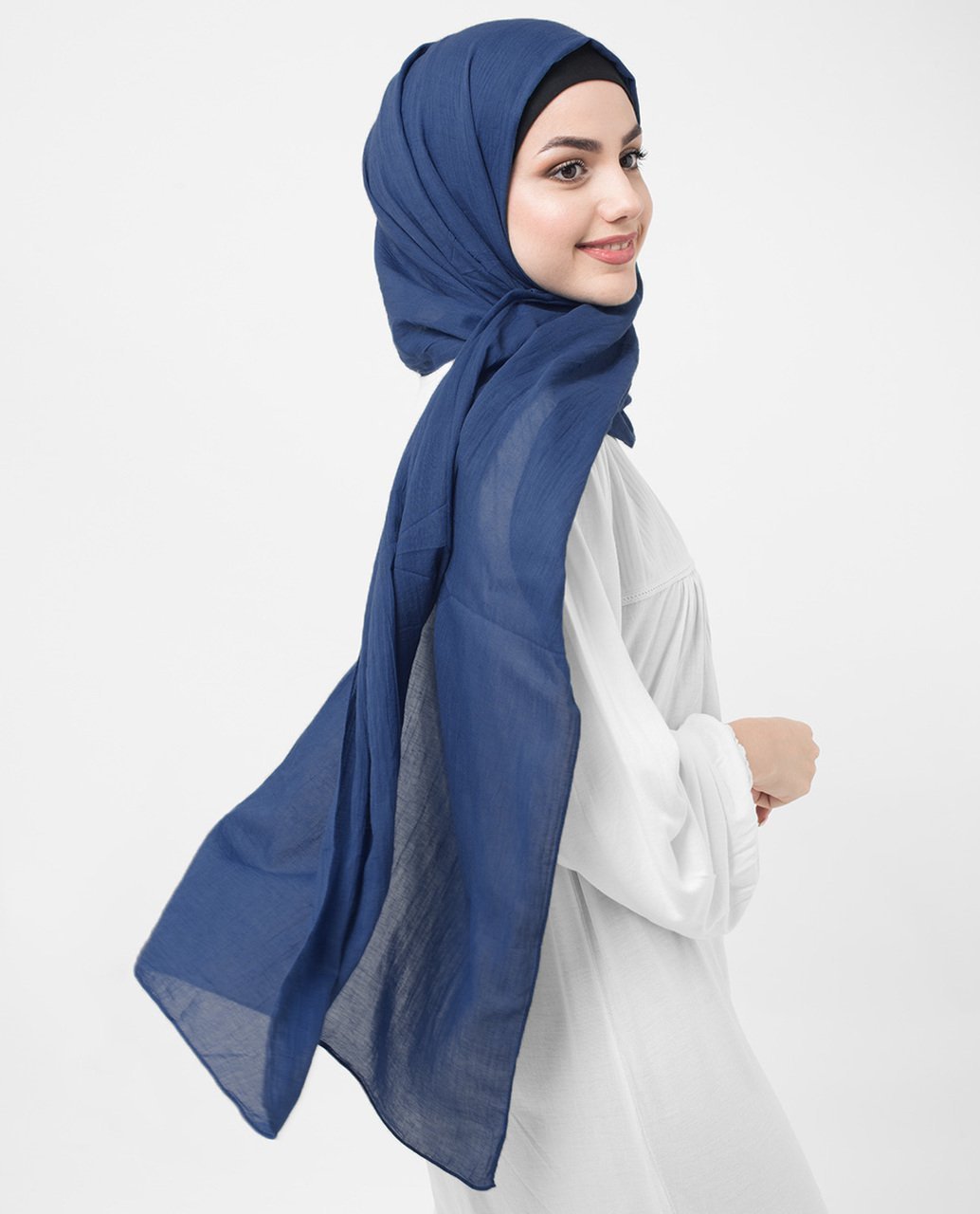 Classic Blue Cotton Voile Hijab