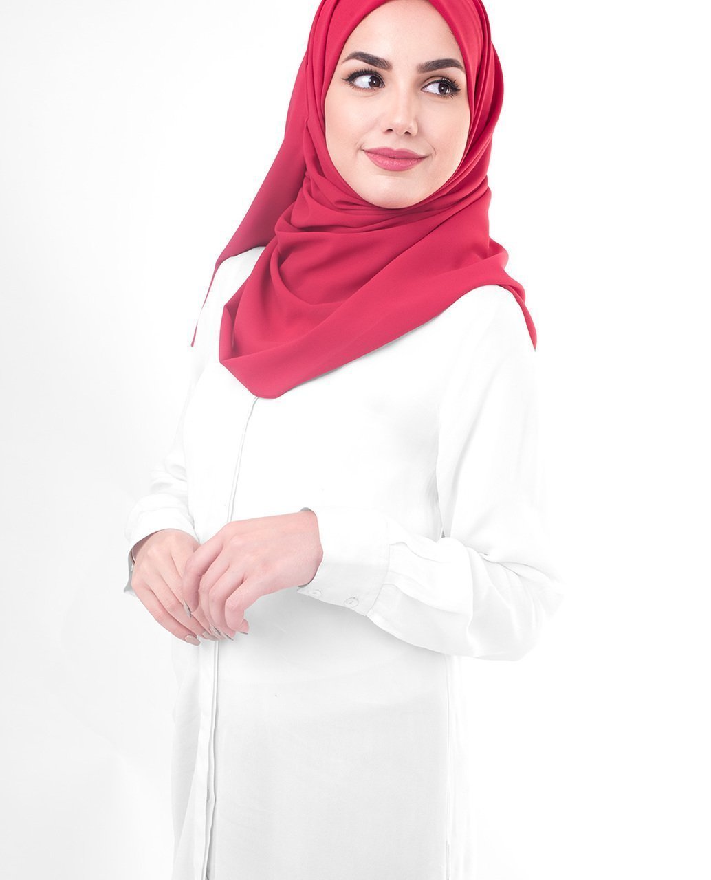 Crimson Red Georgette Hijab