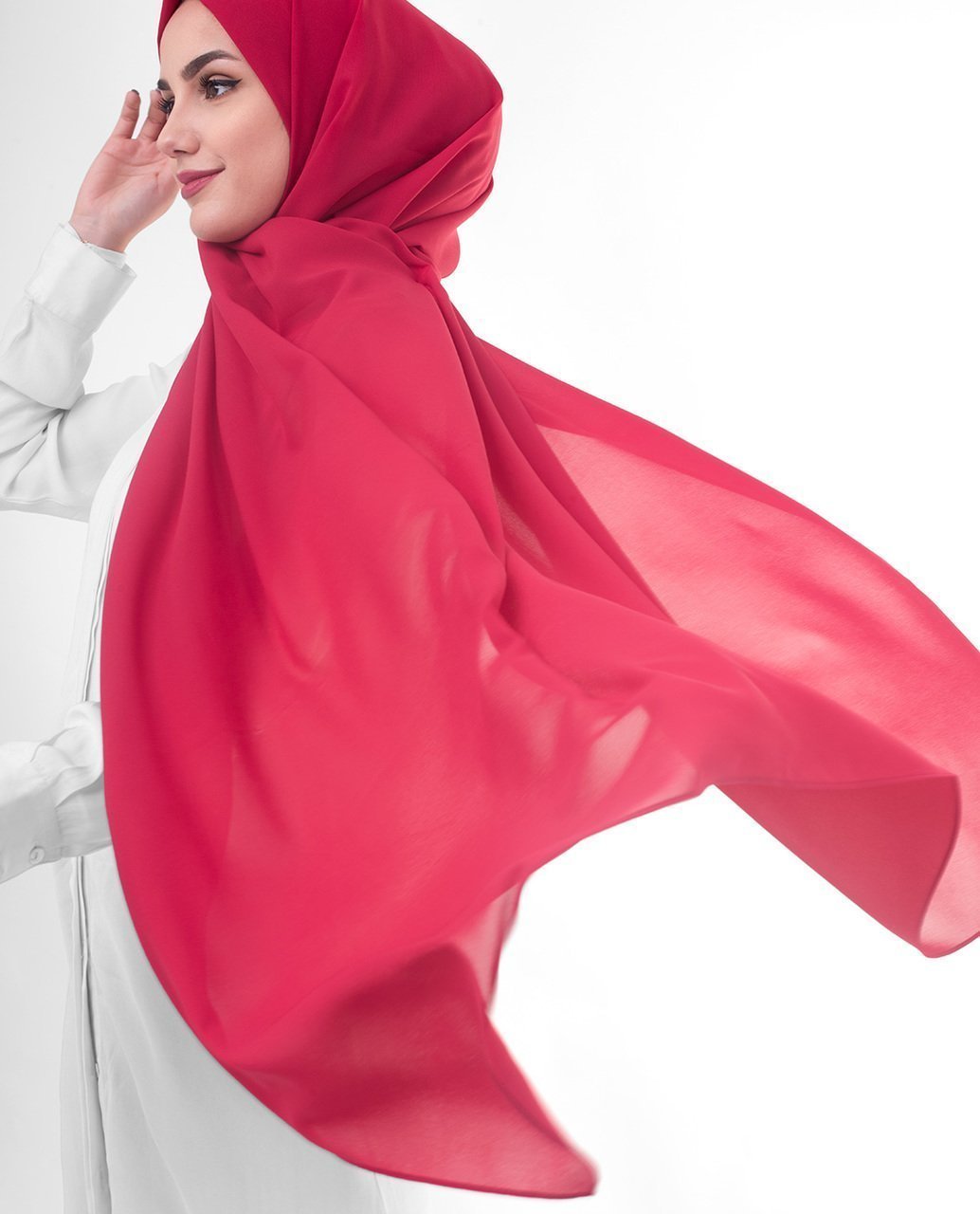 Crimson Red Georgette Hijab