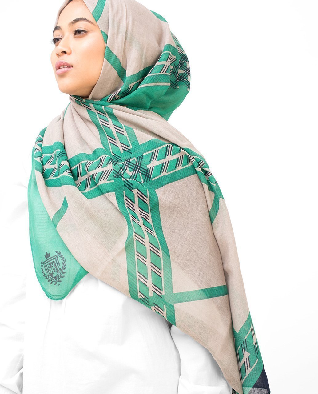 Green Check Viscose Hijab