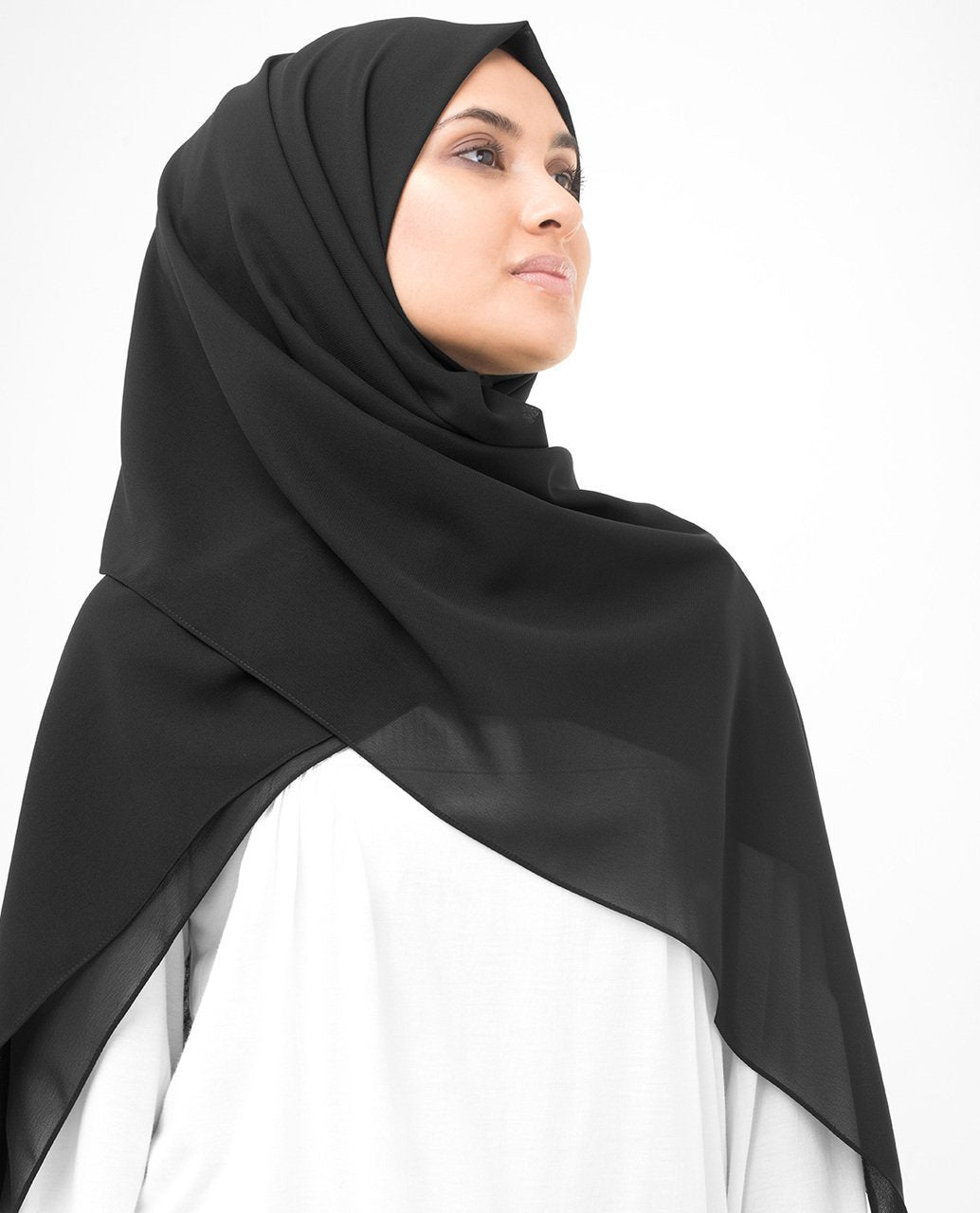 Jet Black Georgette Hijab