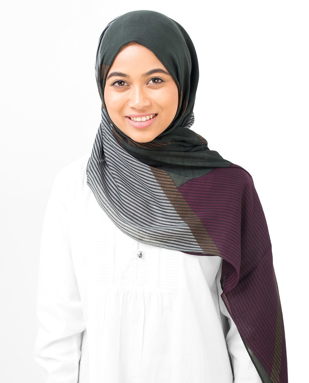 Lines Of Blocks Black, Grey & Purple Hijab