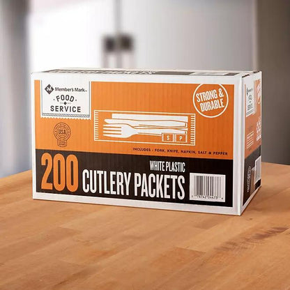Member's Mark White Plastic Cutlery Packets (200 ct.)