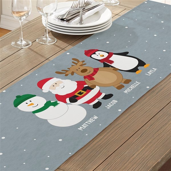 santa and friends personalized christmas table runner