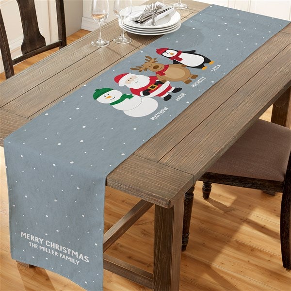 santa and friends personalized christmas table runner