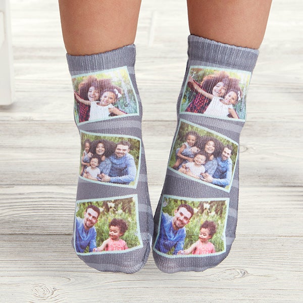 striped photo collage personalized toddler socks