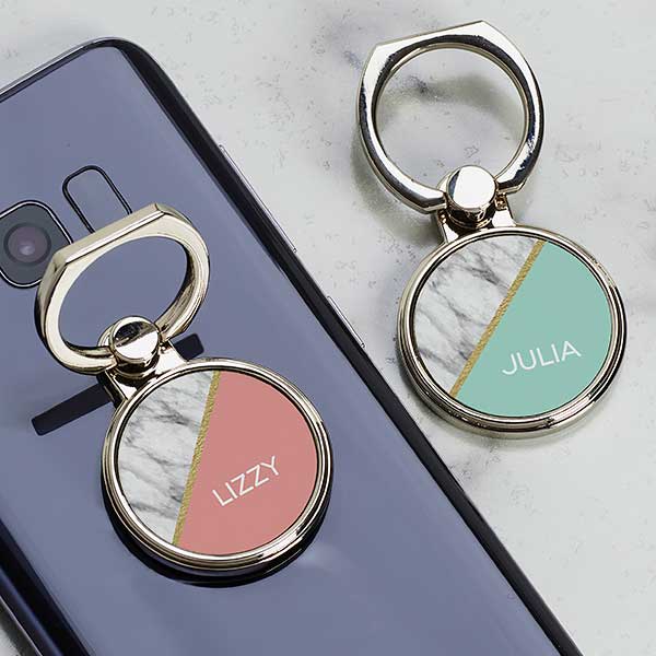 marble chic personalized phone ring holder