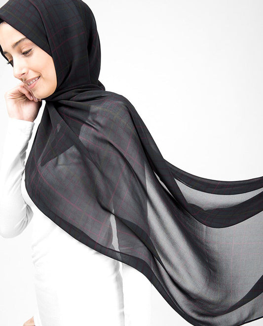 Teal Plaid Georgette Hijab