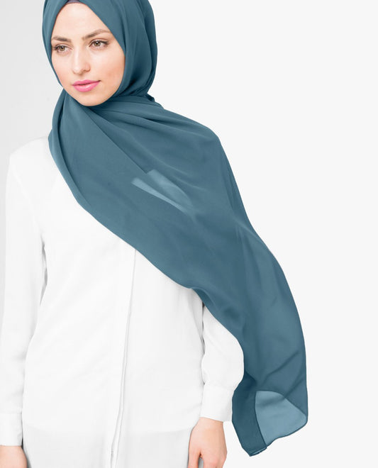 Adriatic Blue Georgette Hijab