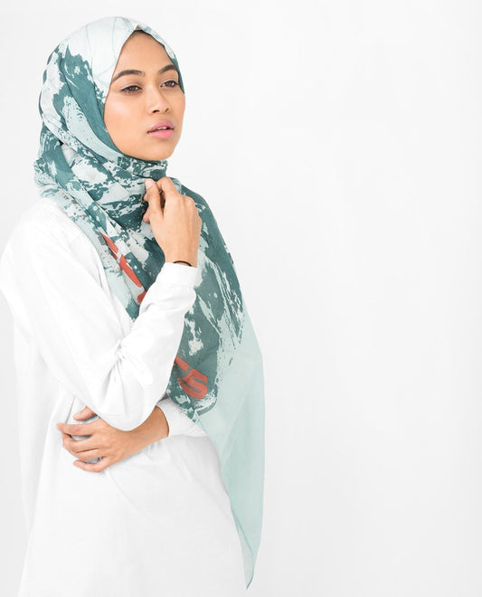 Aqua Abstract Viscose Hijab