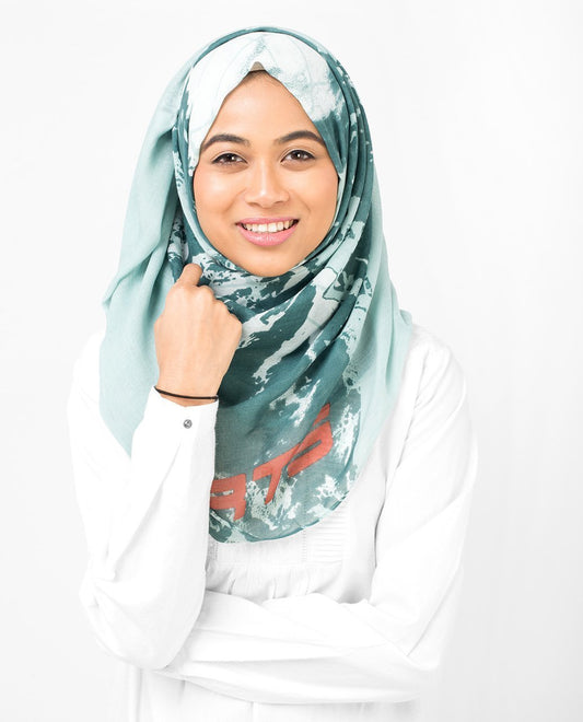 Aqua Abstract Viscose Hijab