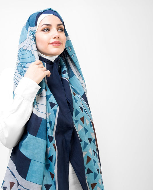 Blue and Teal Cotton Hijab
