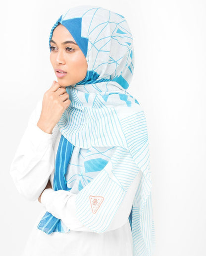 Imperial Blue & Winter Sky Contour Hijab