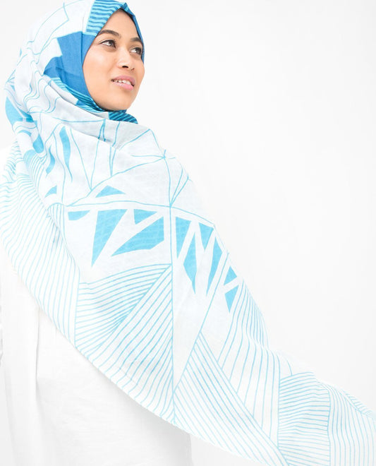 Imperial Blue & Winter Sky Contour Hijab