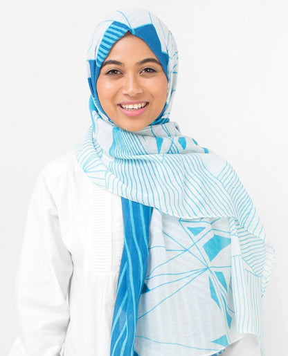 Imperial Blue & Winter Sky Contour Hijab