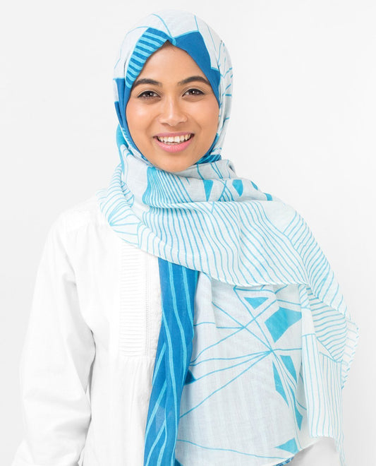 Imperial Blue & Winter Sky Contour Hijab