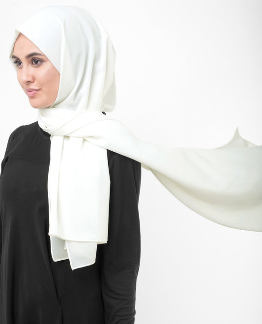 Bright White Georgette Hijab