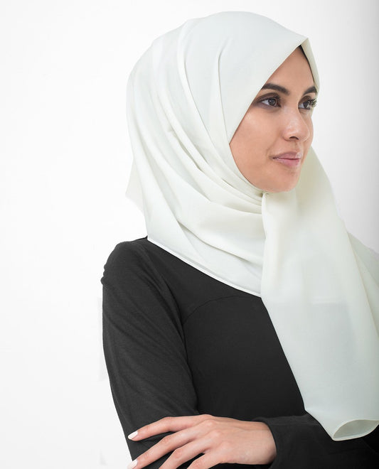 Bright White Georgette Hijab