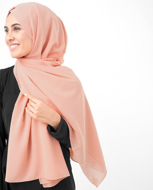 Coral Pink Georgette Hijab