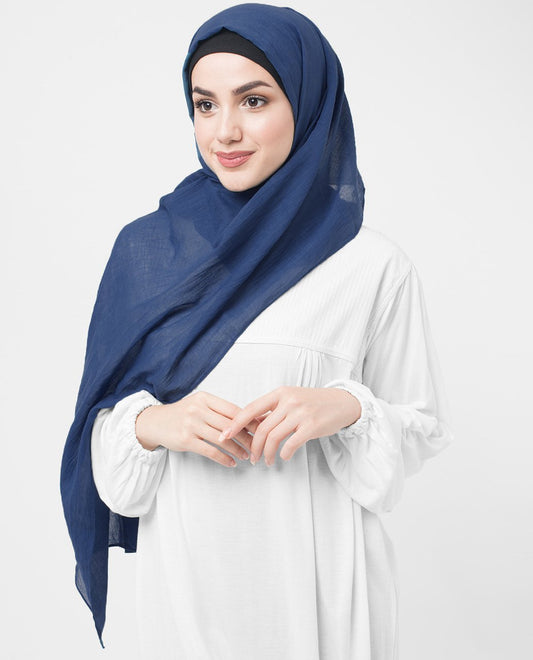 Classic Blue Cotton Voile Hijab