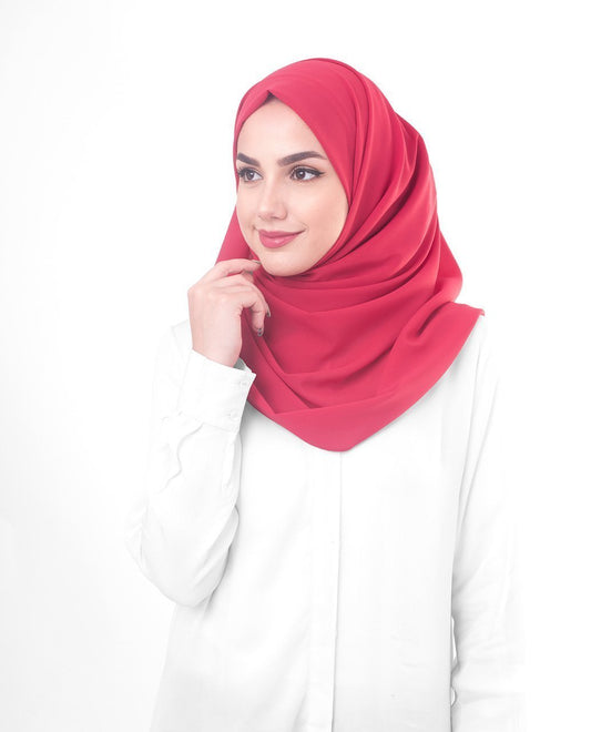 Crimson Red Georgette Hijab