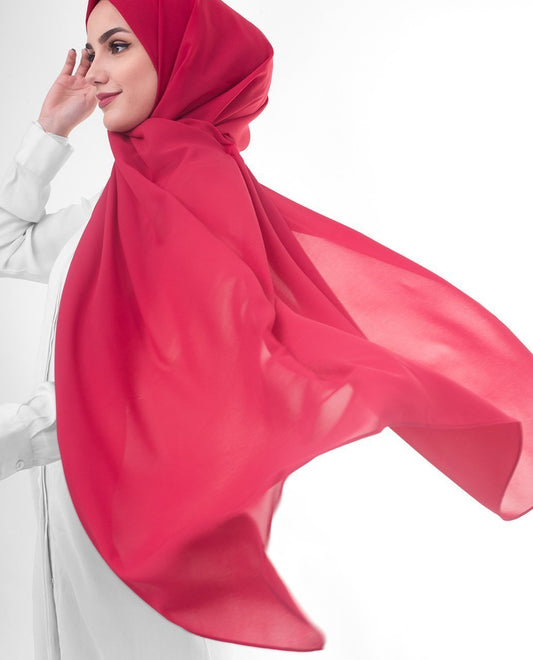 Crimson Red Georgette Hijab