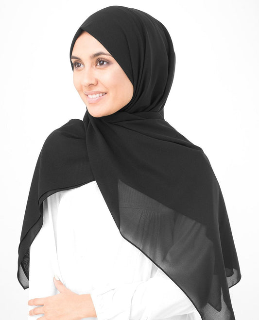 Jet Black Georgette Hijab