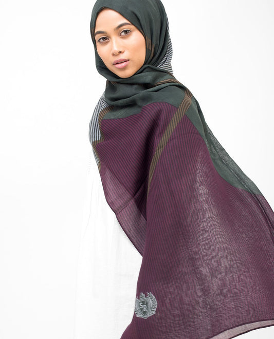 Lines Of Blocks Black, Grey & Purple Hijab