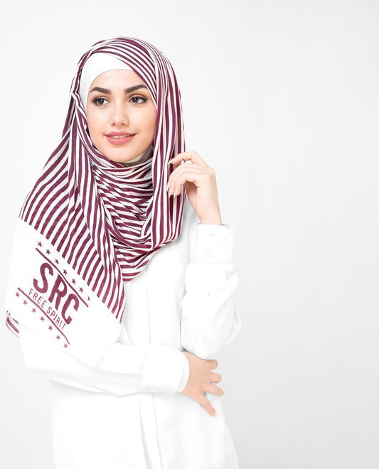 Red & White Stripes Hijab
